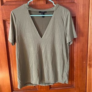 Forever 21 deep slit cut out size medium army green